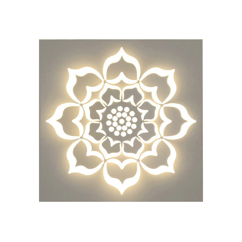 Skørter | Modern Style Square Wall Light with Plants Metal Wall Lamp in White for the Bathroom