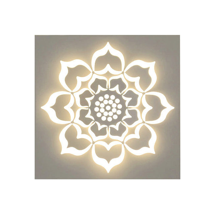 Skørter | Modern Style Square Wall Light with Plants Metal Wall Lamp in White for the Bathroom