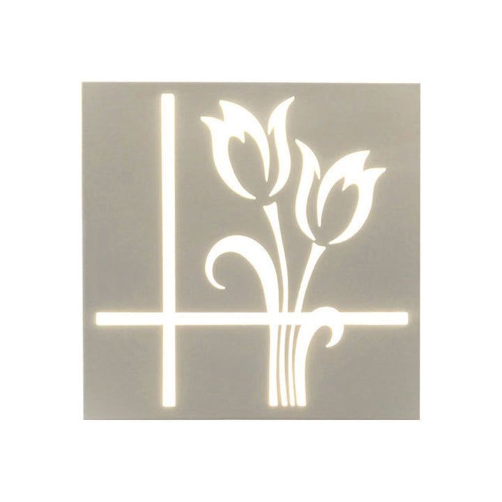 Skørter | Modern Style Square Wall Light with Plants Metal Wall Lamp in White for the Bathroom