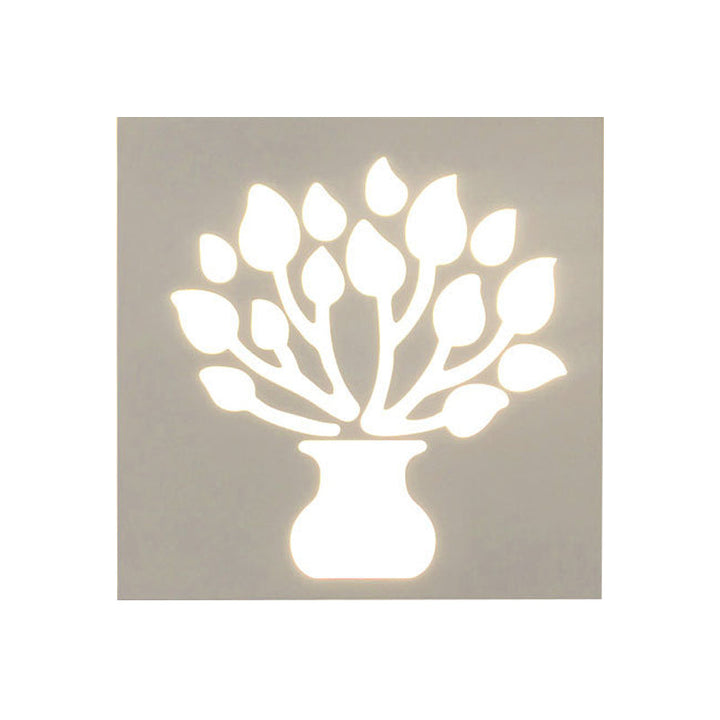 Skørter | Modern Style Square Wall Light with Plants Metal Wall Lamp in White for the Bathroom
