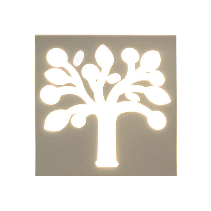 Skørter | Modern Style Square Wall Light with Plants Metal Wall Lamp in White for the Bathroom