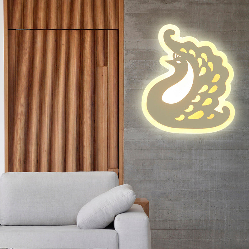 Skørter | Acrylic Animal Wall Light Modern Style LED Wall Lamp in White Finish for Hallway