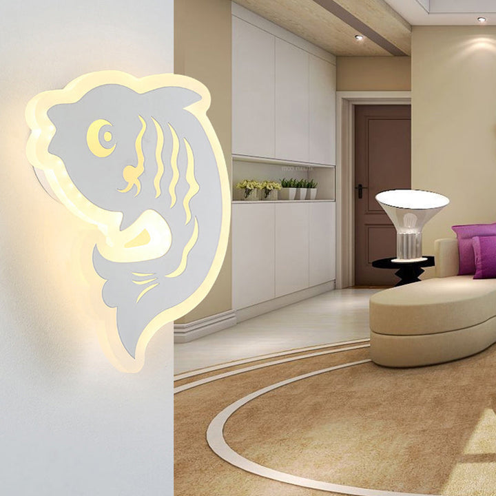 Skørter | Acrylic Animal Wall Light Modern Style LED Wall Lamp in White Finish for Hallway