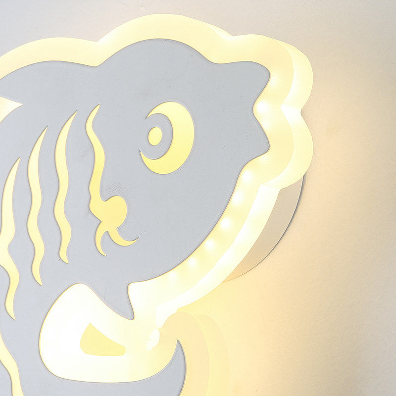 Skørter | Acrylic Animal Wall Light Modern Style LED Wall Lamp in White Finish for Hallway