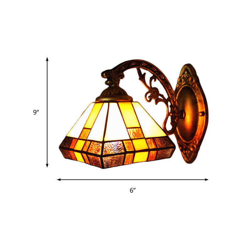 Lisslune | Striped Glass Tapas Wall Light 1 Main Mission Style Mini Wall Lamp Light in Antique Brass