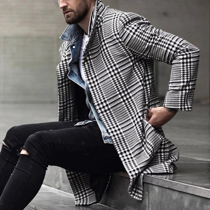 Men's elegant check coat with modern details Lisslune