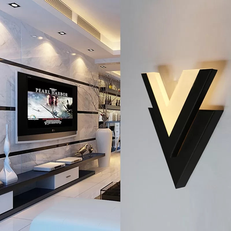 Skørter | Monochrome V-shaped wall lamp modern acrylic LED wall lamp for living room
