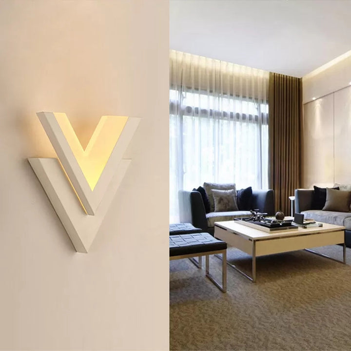 Skørter | Monochrome V-shaped wall lamp modern acrylic LED wall lamp for living room