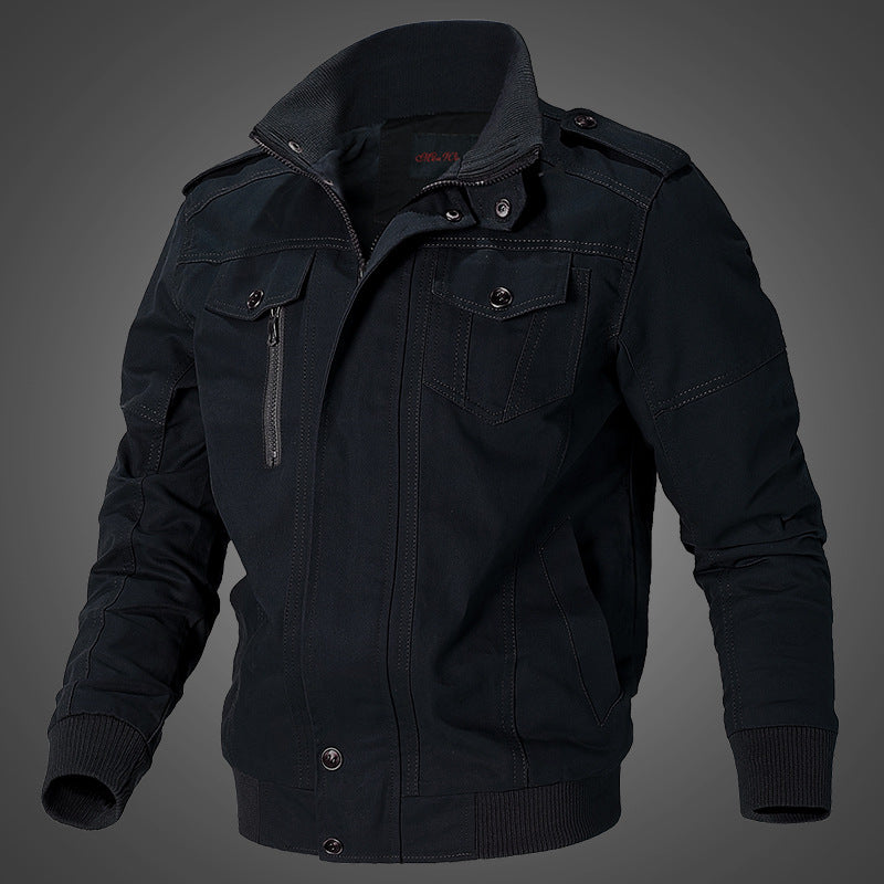 Men's casual transitional jacket with practical pockets and stylish stand-up collar Lisslune