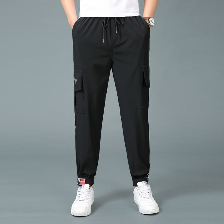 Men's cargo pants with elastic waistband and practical side pockets Lisslune