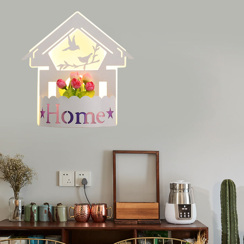 Skørter | Cartoon Pattern Living Room Wall Light Acrylic Decorative LED Wall Lamp in White