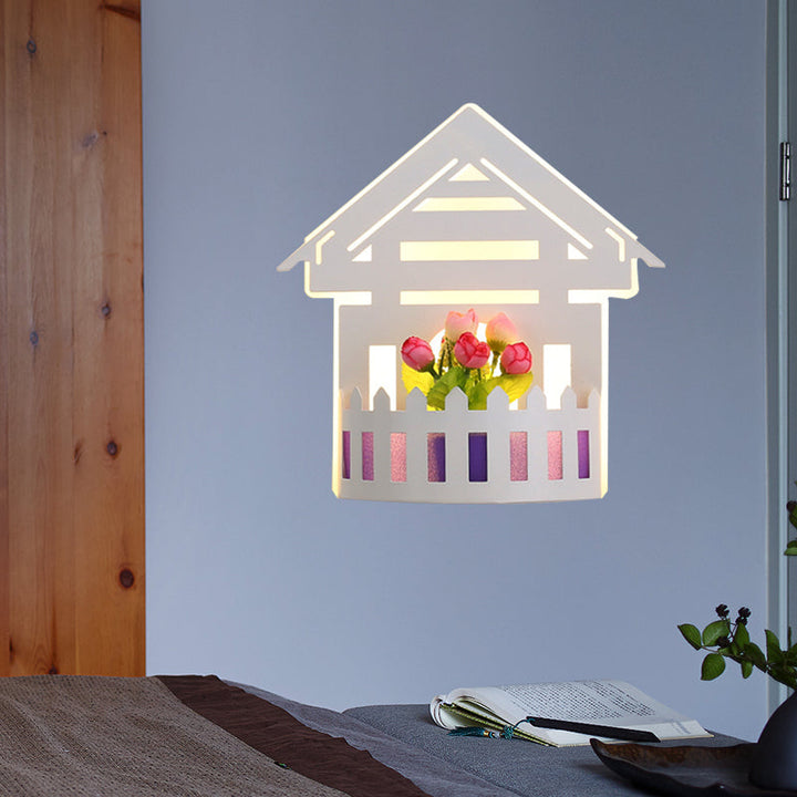 Skørter | Cartoon Pattern Living Room Wall Light Acrylic Decorative LED Wall Lamp in White