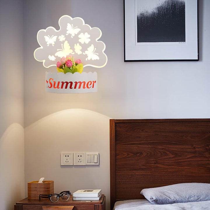 Skørter | Cartoon Pattern Living Room Wall Light Acrylic Decorative LED Wall Lamp in White