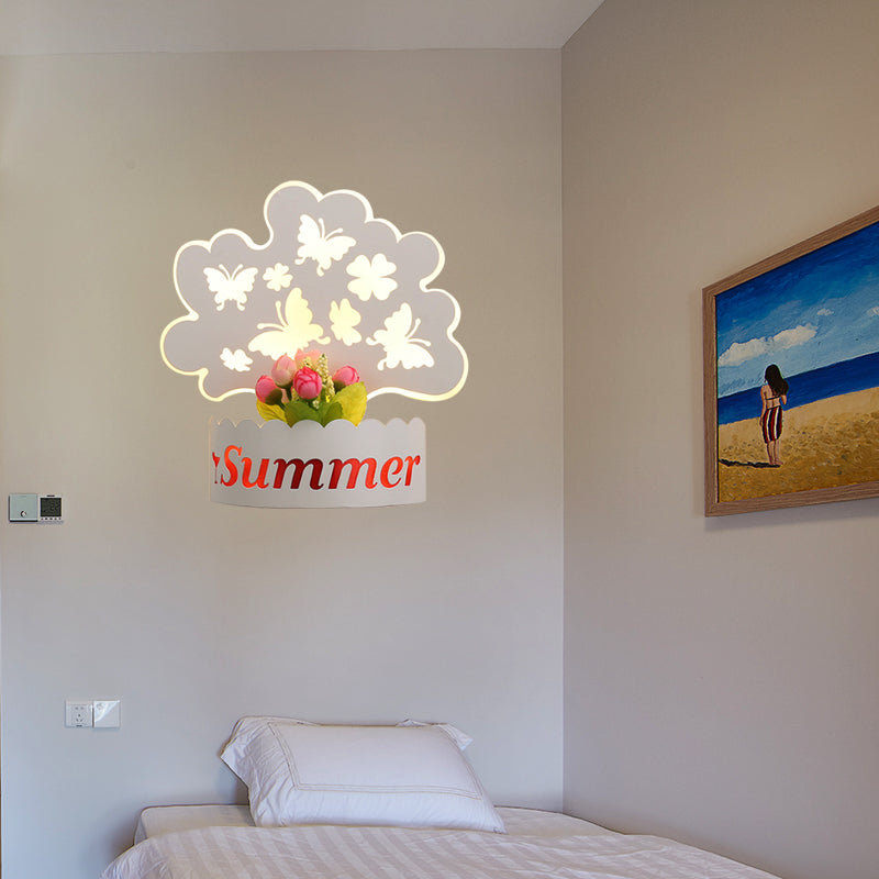 Skørter | Cartoon Pattern Living Room Wall Light Acrylic Decorative LED Wall Lamp in White