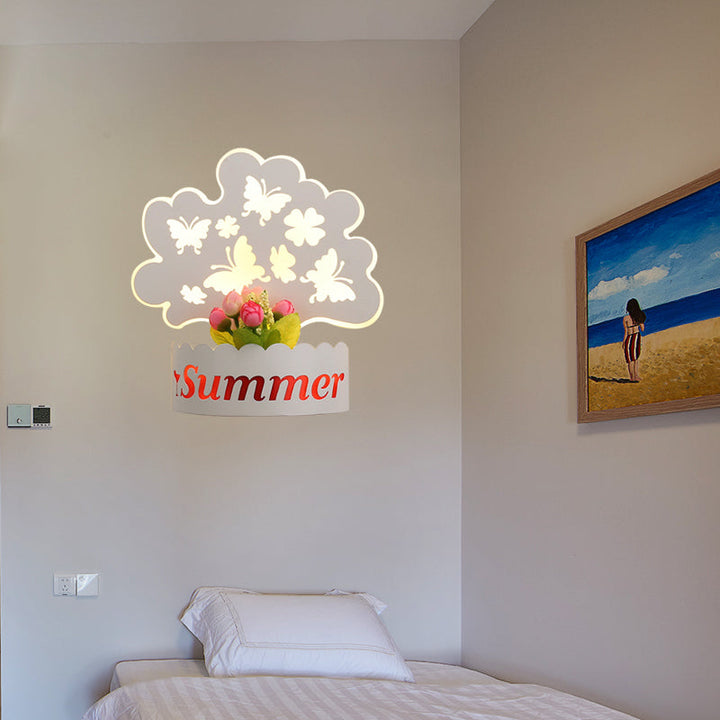 Skørter | Cartoon Pattern Living Room Wall Light Acrylic Decorative LED Wall Lamp in White