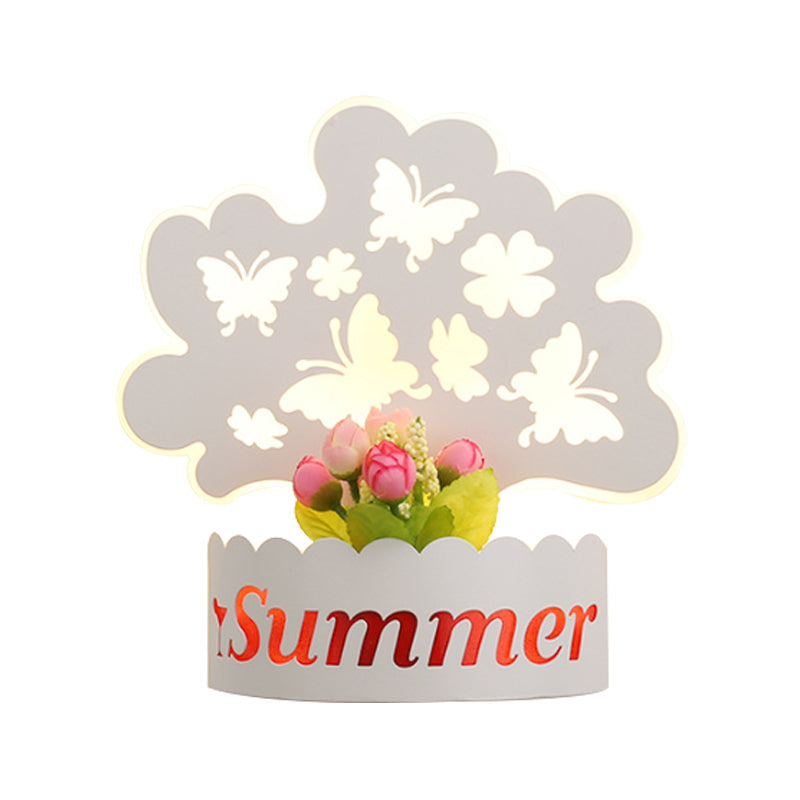 Skørter | Cartoon Pattern Living Room Wall Light Acrylic Decorative LED Wall Lamp in White