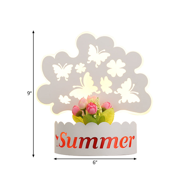 Skørter | Cartoon Pattern Living Room Wall Light Acrylic Decorative LED Wall Lamp in White
