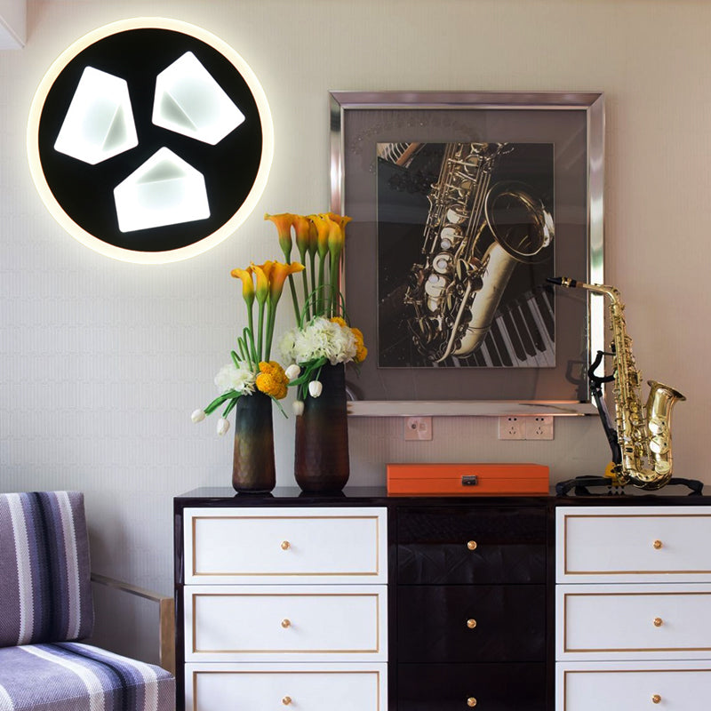 Skørter | Dining Room Circle Wall Light Acrylic Modern LED Wall Light Light in Black