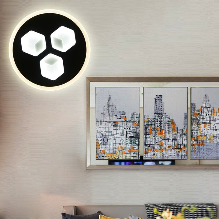 Skørter | Dining Room Circle Wall Light Acrylic Modern LED Wall Light Light in Black