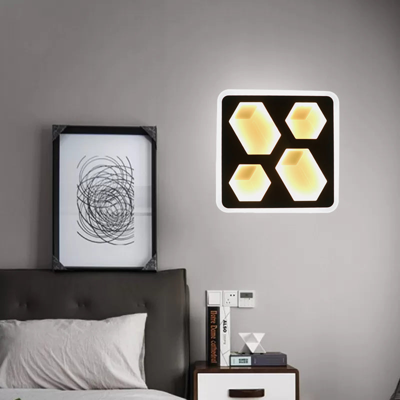 Skørter | Art Deco Square Wall Lamp Metal LED Wall Lamp in Black for the Office