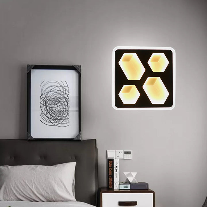 Skørter | Art Deco Square Wall Lamp Metal LED Wall Lamp in Black for the Office