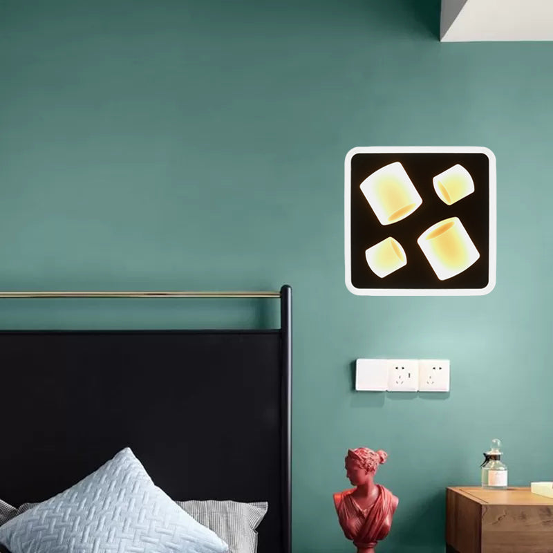 Skørter | Art Deco Square Wall Lamp Metal LED Wall Lamp in Black for the Office