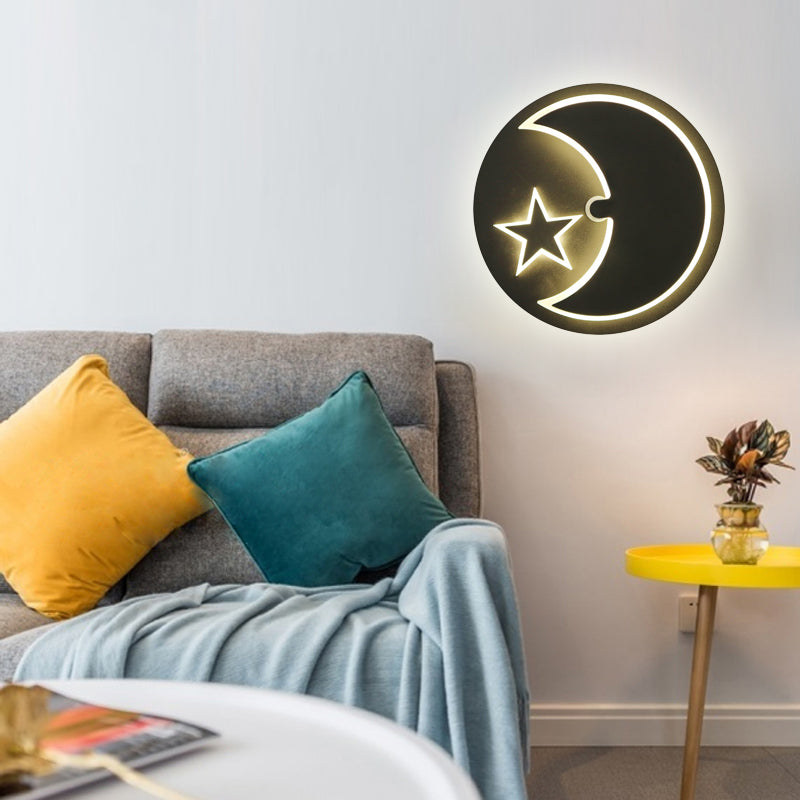 Skørter | Moon & Star Wall Lamp Modern Romantic Acrylic LED Wall Lamp Light for Study Room