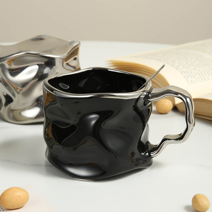 Lisslune | CreArt Mug – Handmade Ceramic Coffee Mug with Unique Crinkled Design
