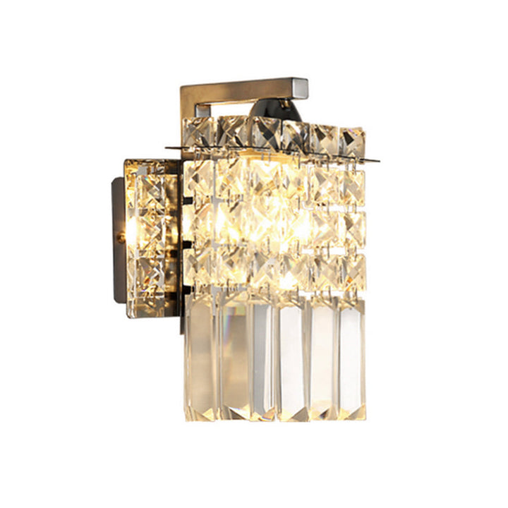 Lisslune | Rectangular wall lamp crystal block wall sconce in chrome with crystal rod draping