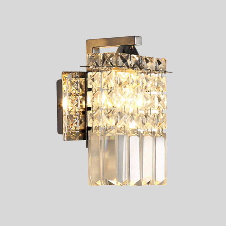 Lisslune | Rectangular wall lamp crystal block wall sconce in chrome with crystal rod draping