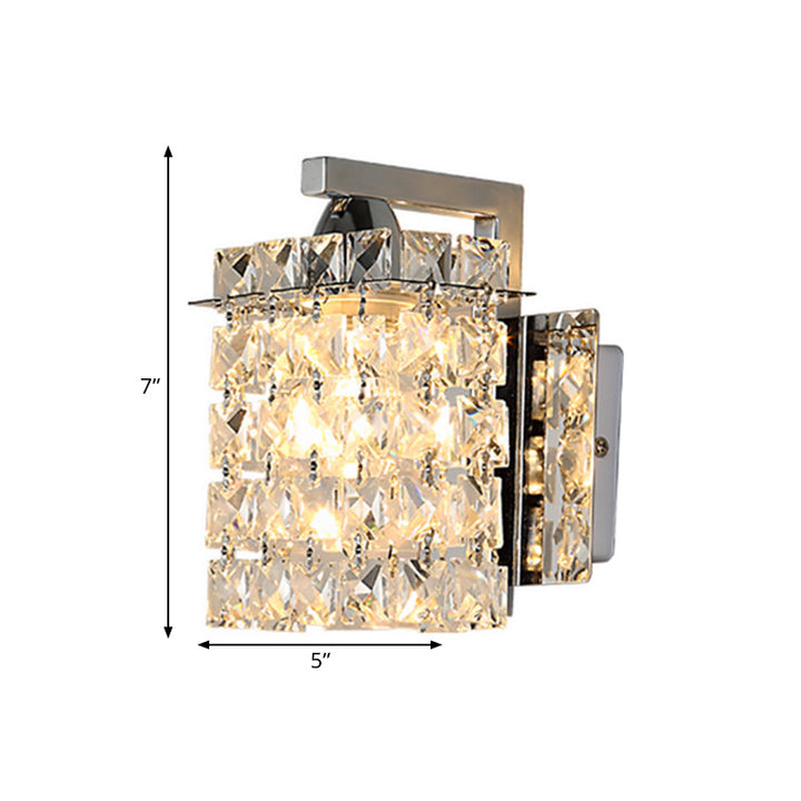Lisslune | Rectangular wall lamp crystal block wall sconce in chrome with crystal rod draping