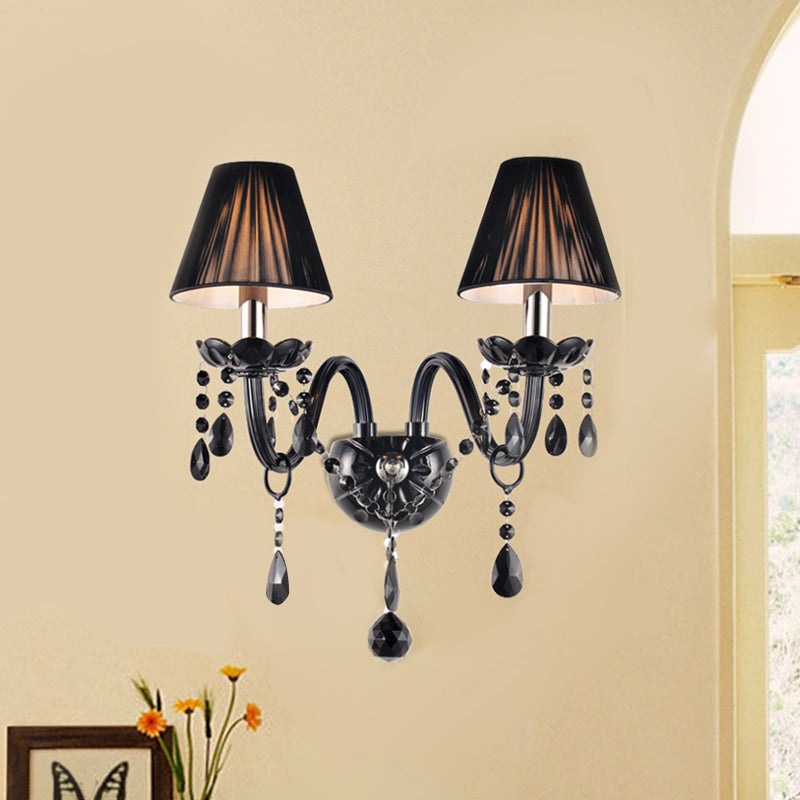 Skørter | Black Candle Style Wall Light Crystal S-Shape Arm Wall Light