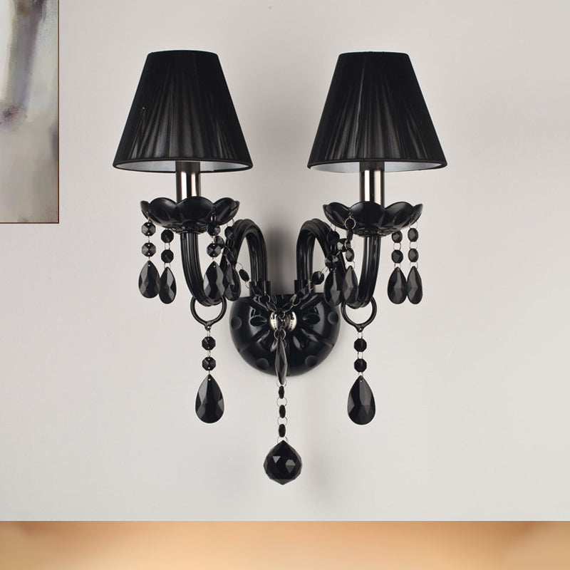 Skørter | Black Candle Style Wall Light Crystal S-Shape Arm Wall Light