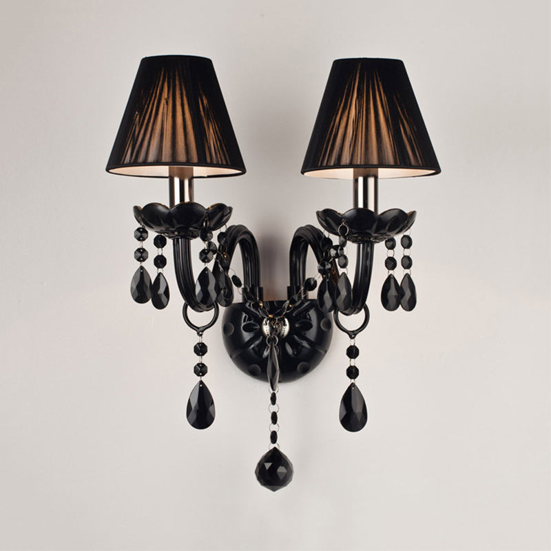 Skørter | Black Candle Style Wall Light Crystal S-Shape Arm Wall Light