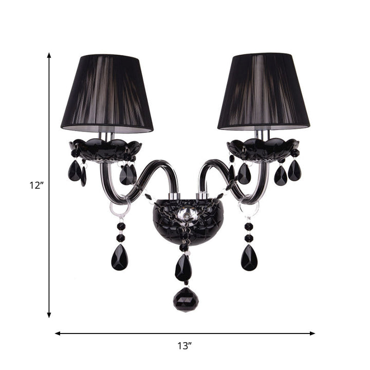 Skørter | Black Candle Style Wall Light Crystal S-Shape Arm Wall Light