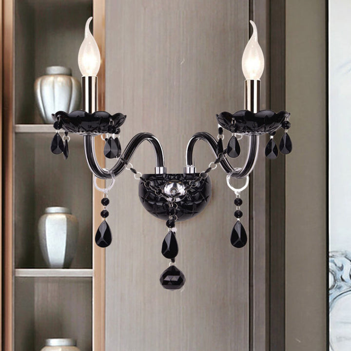Skørter | Black Candle Style Wall Light Crystal S-Shape Arm Wall Light