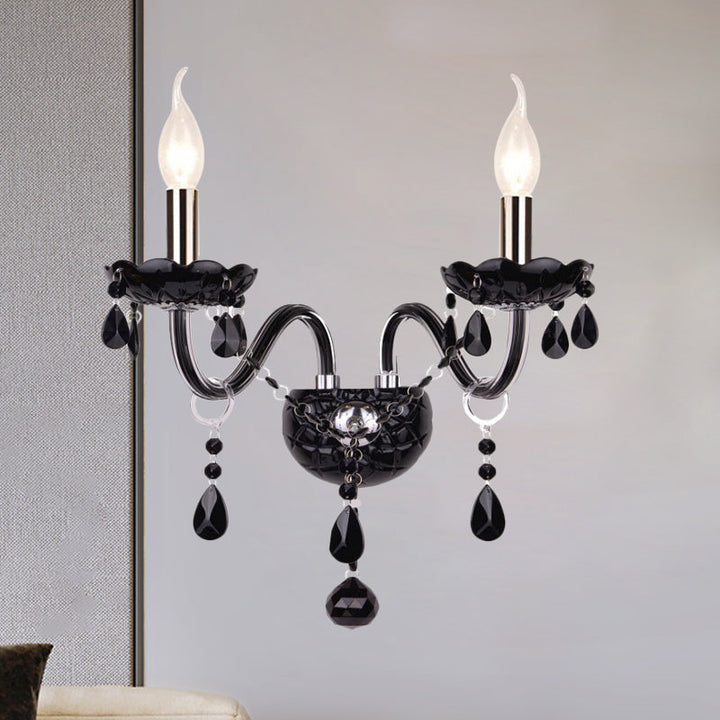 Skørter | Black Candle Style Wall Light Crystal S-Shape Arm Wall Light
