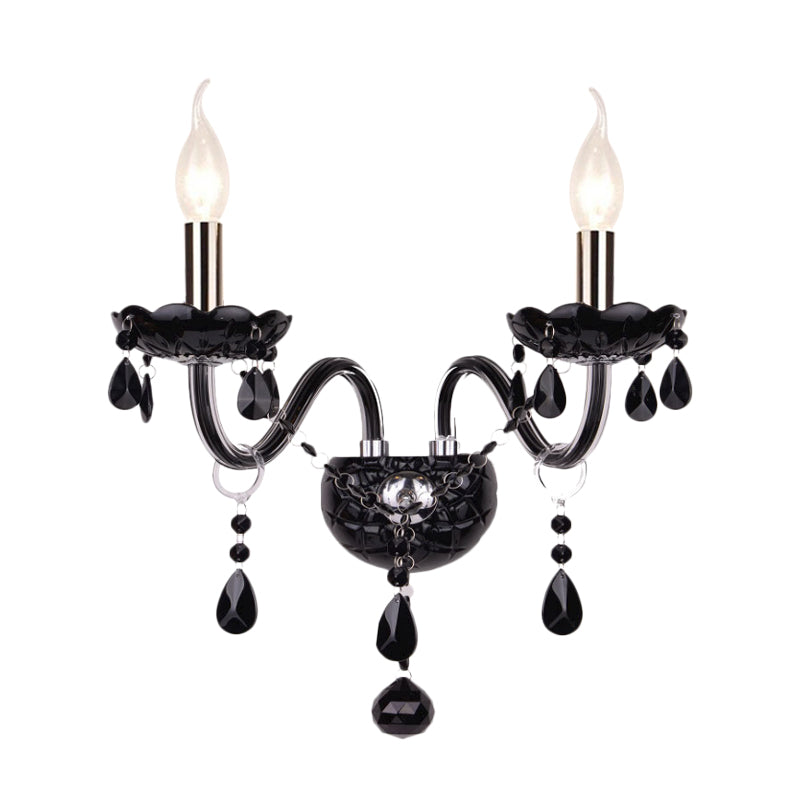Skørter | Black Candle Style Wall Light Crystal S-Shape Arm Wall Light