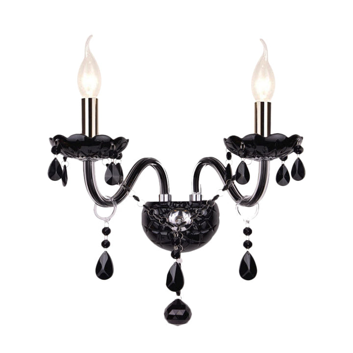 Skørter | Black Candle Style Wall Light Crystal S-Shape Arm Wall Light