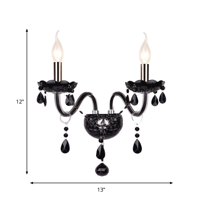Skørter | Black Candle Style Wall Light Crystal S-Shape Arm Wall Light