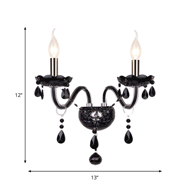 Skørter | Black Candle Style Wall Light Crystal S-Shape Arm Wall Light