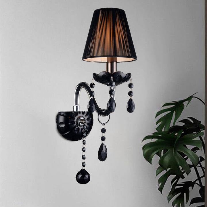 Skørter | Black Candle Style Wall Light Crystal S-Shape Arm Wall Light