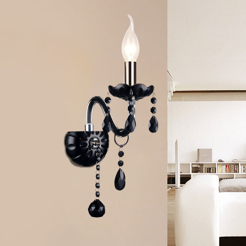 Skørter | Black Candle Style Wall Light Crystal S-Shape Arm Wall Light