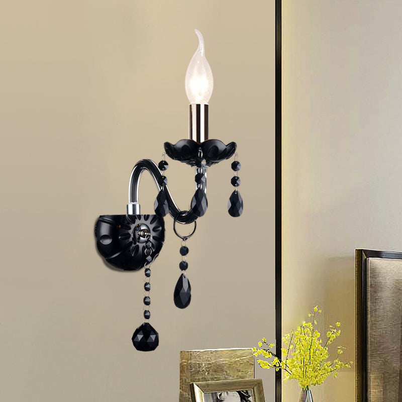 Skørter | Black Candle Style Wall Light Crystal S-Shape Arm Wall Light