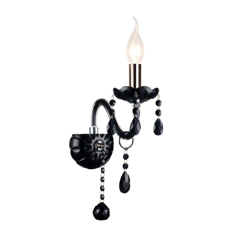 Skørter | Black Candle Style Wall Light Crystal S-Shape Arm Wall Light