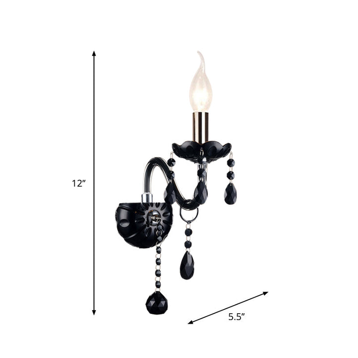 Skørter | Black Candle Style Wall Light Crystal S-Shape Arm Wall Light