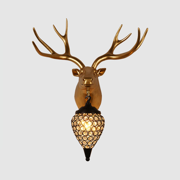 Skørter | Metal animal wall lamp black crystal hollow cone shade wall light