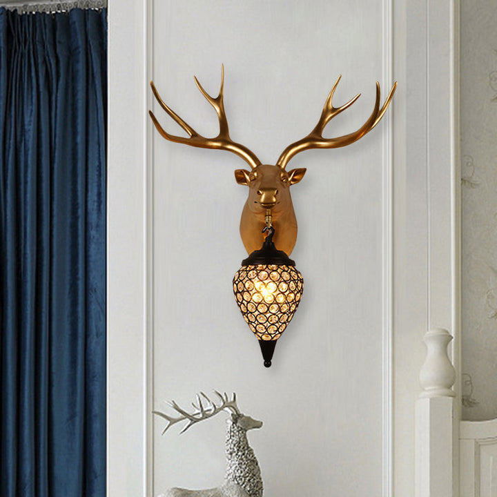Skørter | Metal animal wall lamp black crystal hollow cone shade wall light