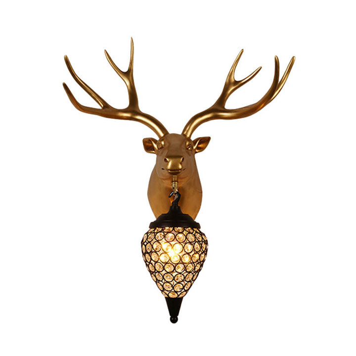 Skørter | Metal animal wall lamp black crystal hollow cone shade wall light