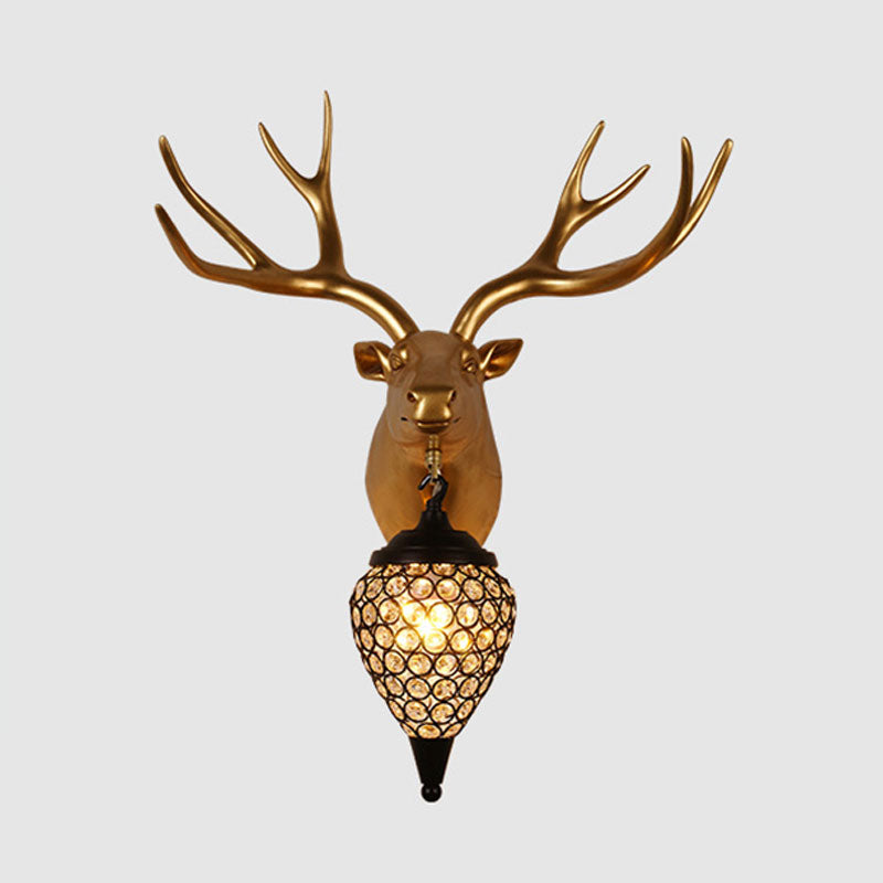 Skørter | Metal animal wall lamp black crystal hollow cone shade wall light